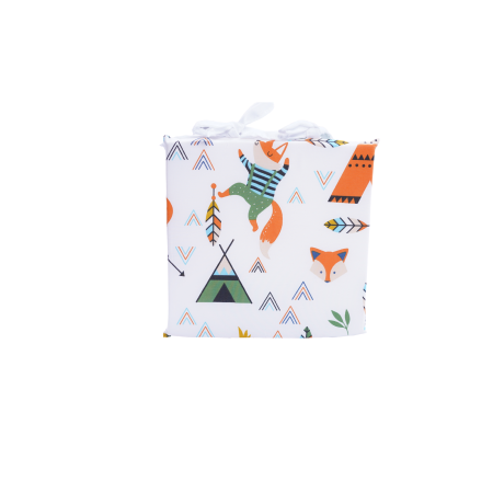 Perne Podea Copii - Pernuță scaun grădiniță bumbac model animăluțe cu prindere șiret 28x28 cm