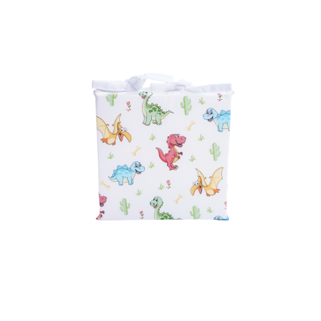 Pernuta scaun gradinita bumbac model dinozauri cu prindere siret 28x28 cm