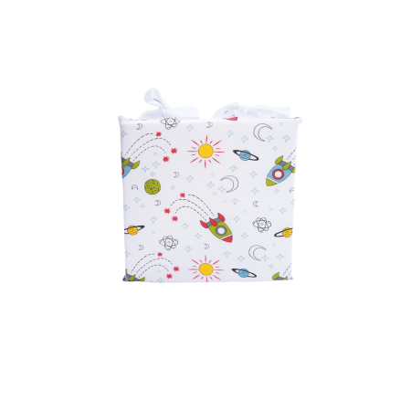 Pernute Gradinita - Pernuta scaun gradinita bumbac model rachete cu prindere siret 28x28 cm