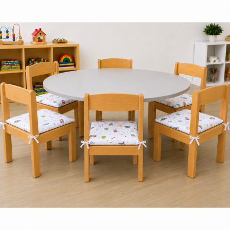 Pernuta scaun gradinita bumbac model rachete cu prindere siret 28x28 cm [1]
