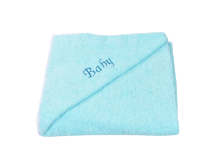 Prosop Plaja Bebelusi - Prosop bumbac frotir 100%, culoare bleu , 100x100 cm, cu capison