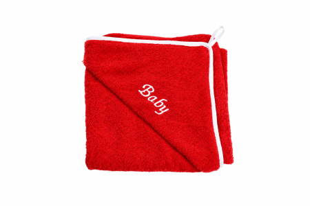 Prosoape Baie Personalizate - Prosop bumbac frotir 100%, culoare roșu, 100x100 cm, cu capison