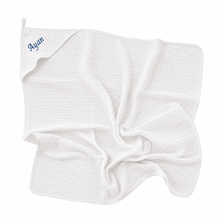 prosop de baie din muselină bumbac 100% cu glugă, moale, extra absorbant al apei, pentru bebeluși și copii, 100x100 cm, culoare alb, 0-3 ani [1]