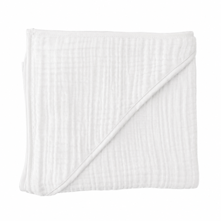 Prosoape - prosop de baie din muselină bumbac 100% cu glugă, moale, extra absorbant al apei, pentru bebeluși și copii, 100x100 cm, culoare alb, 0-3 ani