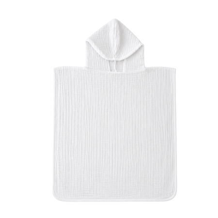 Prosop poncho de plajă vară, cu glugă, muselina bumbac 100% alb