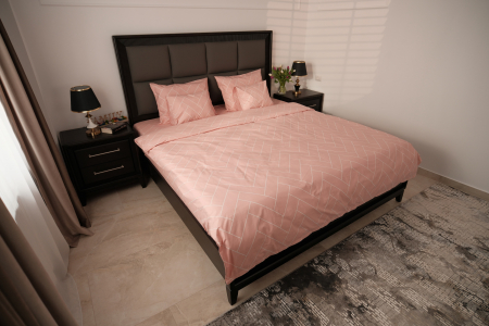 Lenjerie Pat 1 Persoana - Blush Lines   - lenjerie de pat bumbac 100% personalizabila pe dimensiuni