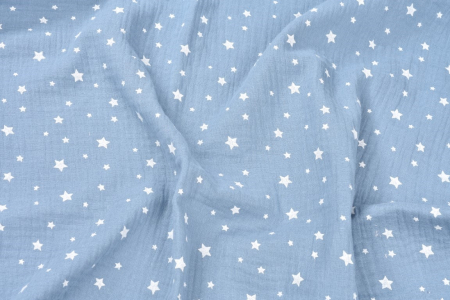 Saculet de dormit de vara din muselina culoare bleu cu stelute, marime 12-24 luni [1]
