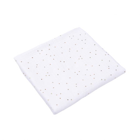 Saculet de dormit de vara din muselina culoare alba cu bulinute aurii, marime 12-24 luni [1]