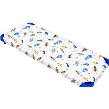 Set 2 cearșafuri 140x70 cm bumbac 100%, pentru pătuț stivuibil(133x58 cm)din creșe sau grădinițe- Model Comete și Planete [1]
