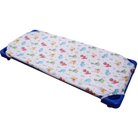 Set 2 cearșafuri 140x70 cm bumbac 100%, pentru pătuț stivuibil(133x58 cm)din creșe sau grădinițe-Model Fluturași și Dinozauri [2]