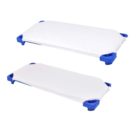 Saltea Bebelusi 120/60 - Set 2 cearșafuri 140x70 cm bumbac 100%, pentru pătuț stivuibil(133x58 cm)din creșe sau grădinițe-Model Inimioare și Alb