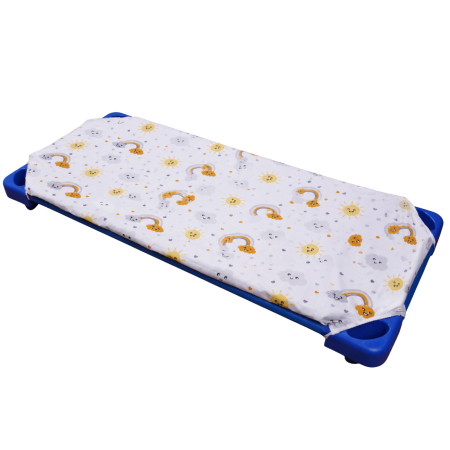 Set 2 cearșafuri 140x70 cm bumbac 100%, pentru pătuț stivuibil(133x58 cm)din creșe sau grădinițe-Model Rățuște și Curcubee-norișori [2]