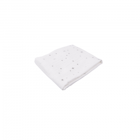 Set 2 museline din bumbac organic 100% roz si ivoire cu stelute   80x80 cm [2]