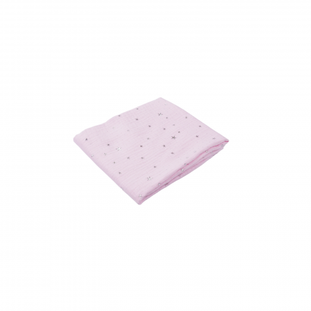 Set 2 museline din bumbac organic 100% roz si ivoire cu stelute   80x80 cm [1]
