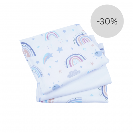 Scutec Infasat Bebe - Set 3 scutece finet model curcubee colorate si alb 80x80 cm