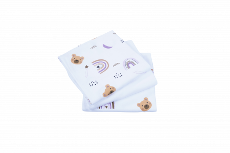 Set 3 scutece finet model ursuleti maro si alb 80x80 cm [1]
