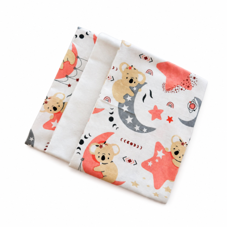 Noutati - Set 3 scutece finet model Ursuleț Koala si alb, bumbac 100%, 80x80 cm