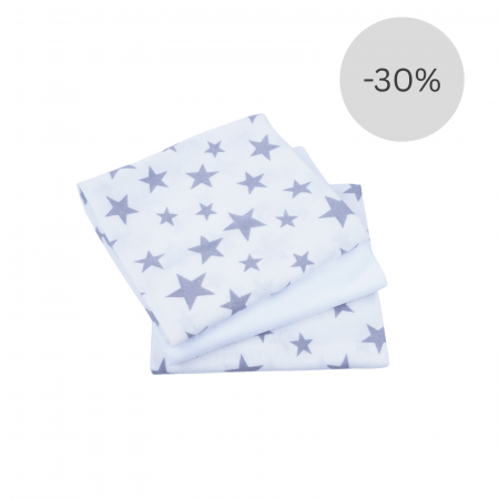 Scutece - Set 3 scutece finet model stelute gri si alb 80x80 cm