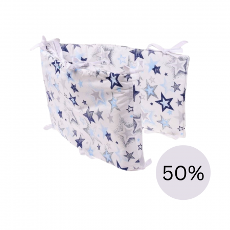 Hainute si accesorii - Set complet 2 aparatori bumbac model stelute patut 120x60 cm