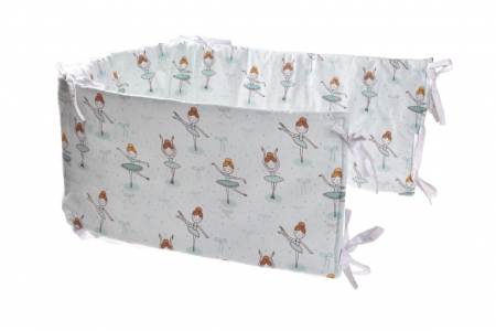 Set Aparatoare bumbac model balerine mici pe fond verde 180x33 cm si rulou 120 cm [1]