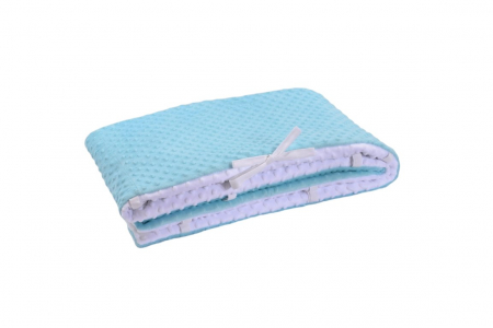 Aparatori Laterale Patut 140x70 - Set complet aparatori groase clasic minky alb/bleu 360 cm