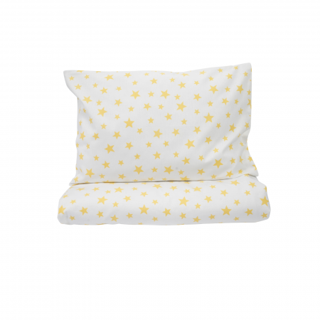 Set Lenjerie Pat Gradinita - Set complet Lenjerie 5 piese patut incastrabil rabatabil bumbac 100% model stelute galbene