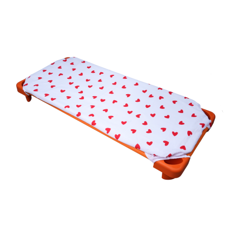 Set complet Lenjerie 5 piese patut stivuibil bumbac 100%  creponat model inimioare [1]