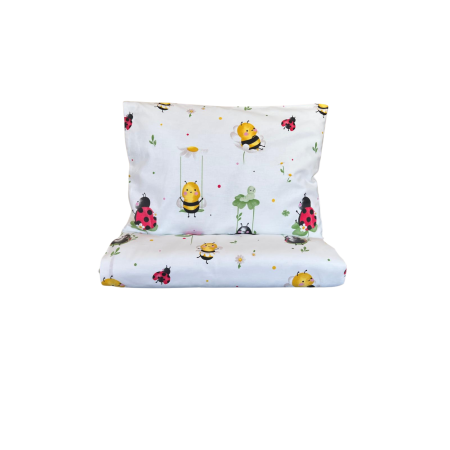 Baldachin - Set complet Lenjerie 5 piese patut stivuibil bumbac 100%  model albinute si buburuze