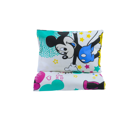 Lenjerie Landou / Lenjerie Cosulet Bebe - Set complet Lenjerie 5 piese patut stivuibil bumbac 100%  model Mickey - editie limitata