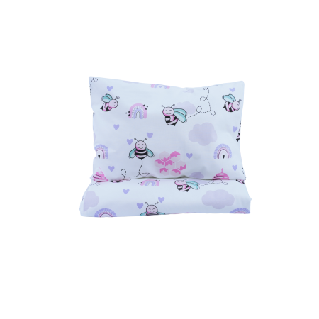 Baldachin - Set complet Lenjerie 5 piese patut stivuibil bumbac 100%  model albinute roz