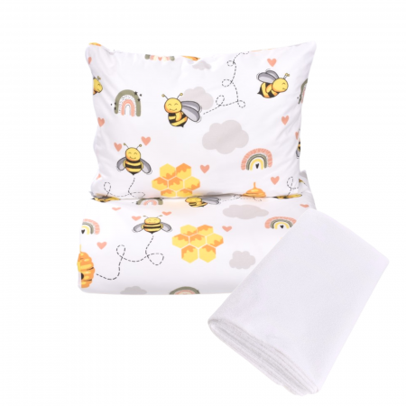 Set lenjerie 3 piese pentru patut incastrabil gradinita model albinute [1]