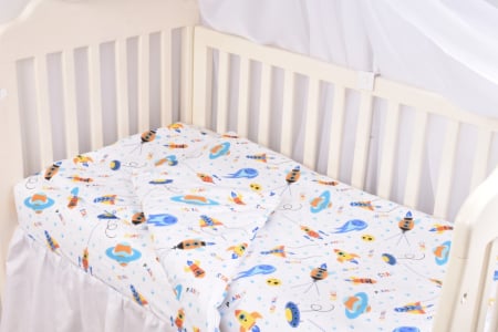 Set complet lenjerie 5 piese pentru patut incastrabil gradinita model planete si rachete [1]