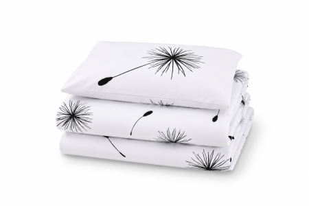 Set complet lenjerie 5 piese pentru patut stivuibil gradinita model papadii monocrom [3]