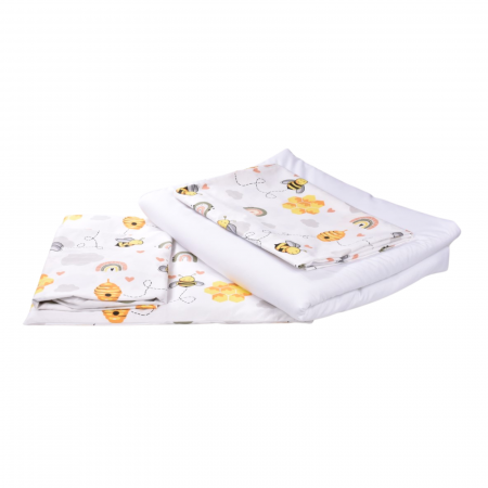 Set complet lenjerie 5 piese pentru patut incastrabil gradinita model albinute [1]