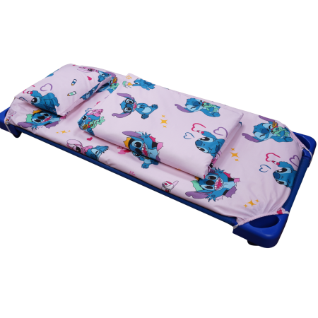 Set lenjerie 3 piese bumbac 100%, pentru pătuț stivuibil grădiniță, model Lilo&Stitch-ediție limitată [1]