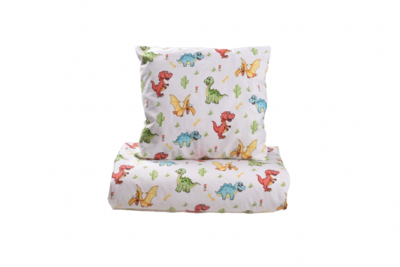 Lenjerie Pat Baieti - Set lenjerie 3 piese pentru patut incastrabil gradinita model dinozauri
