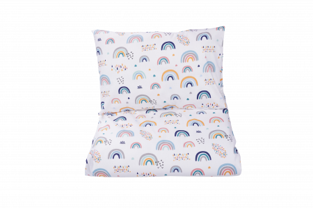 Lenjerie Pat Baieti - Lenjerie 3 piese patut incastrabil model curcubee colorate