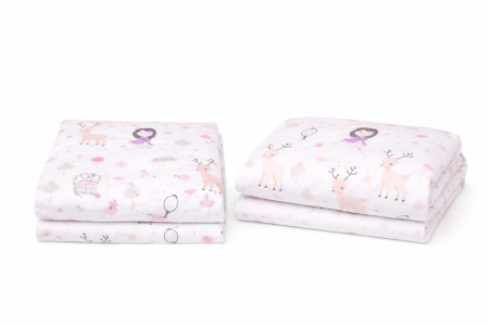 Noutati - Lenjerie 5 piese pătuț creșă sau grădiniță, 120x60 cm, bumbac 100%, model Fetițe