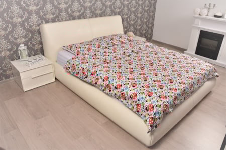 Lenjerie Pat Crem - Feather Noir - lenjerie de pat bumbac 100% personalizabila pe dimensiuni