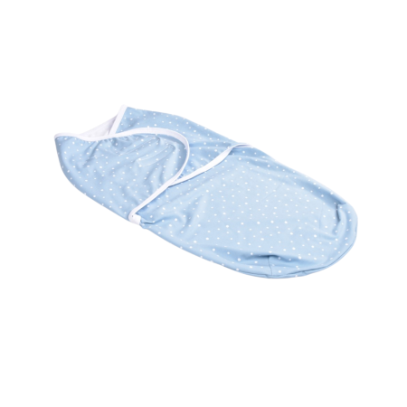 Sisteme de Infasat Bebe - Sistem de infasat bumbac organic bleu cu bulinute, prindere cu arici 0-6 luni