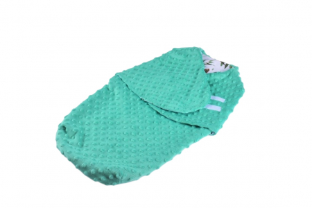 Sistem de Infasare 6-9 Luni - Sistem de infasat minky turquoise si bumbac 100% model caprioare 0-3 luni