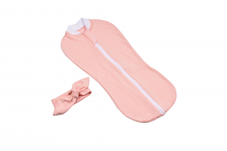 Sisteme de Infasat Bebe - Set sistem de infasat si bentita  bambus roz frezie 0-3 luni
