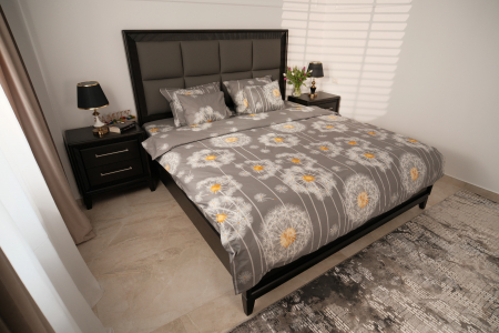Lenjerie Pat 1 Persoana - Golden Bloom - lenjerie de pat bumbac 100% personalizabila pe dimensiuni