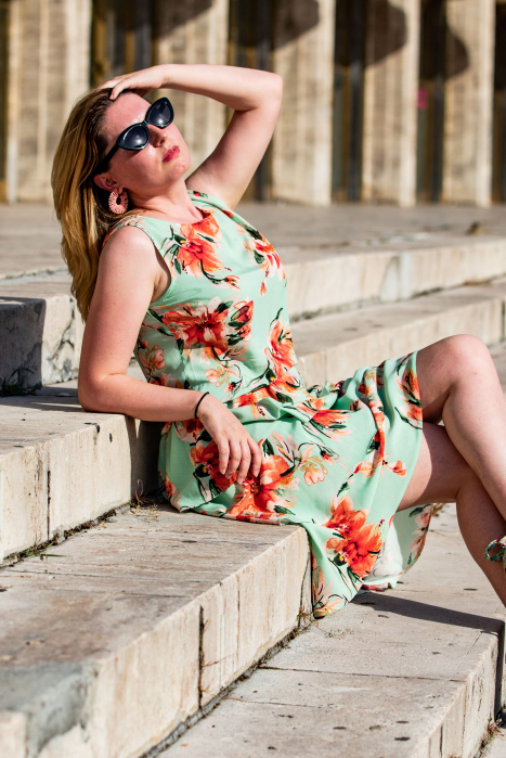 Rochie cu volane mint cu imprimeu floral [3]