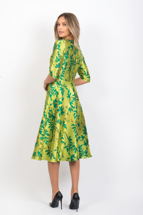 Rochie din brocart pe verde galben Roxy [2]