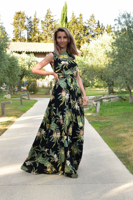 Rochie lunga Adriana cu imprimeu floral [2]
