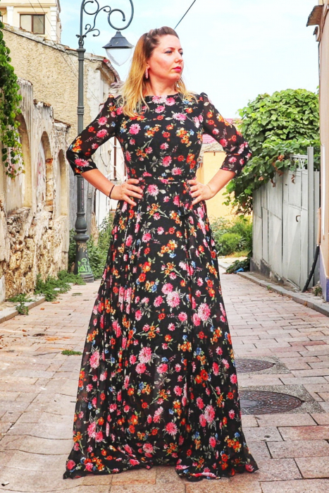 Rochie Maxi neagra Flowers [2]