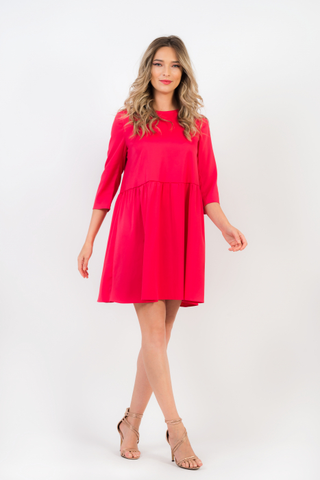 Rochie scurta cu volane Eva Fuchsia [2]