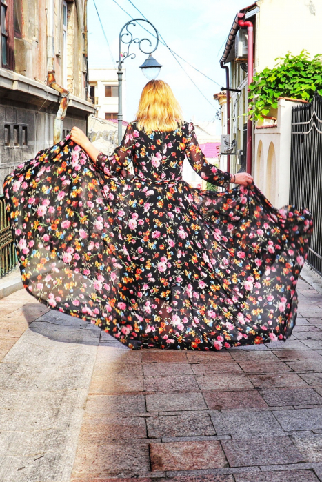 Rochie Maxi neagra Flowers [3]