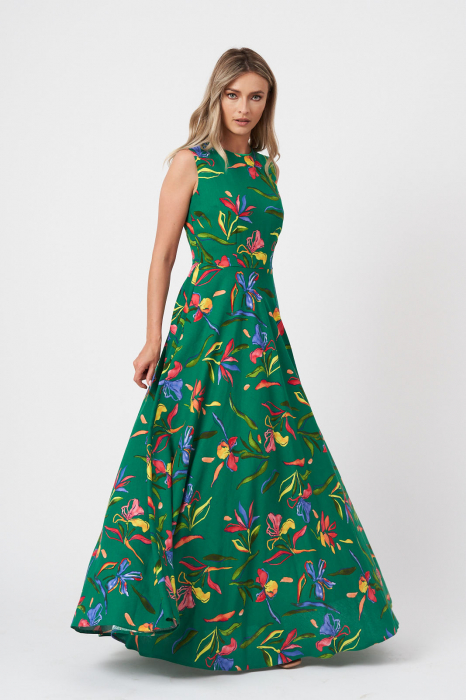 Rochie maxi lunga verde Secret Garden [2]